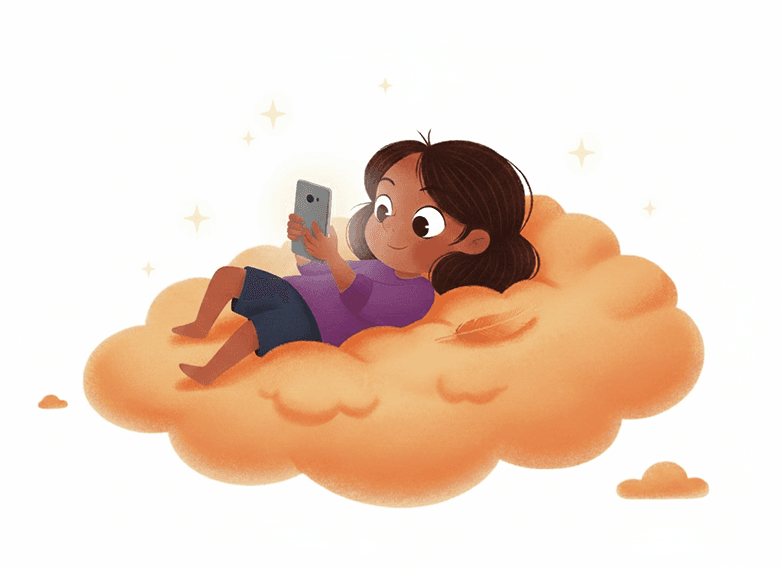 Kid on clouds illustration